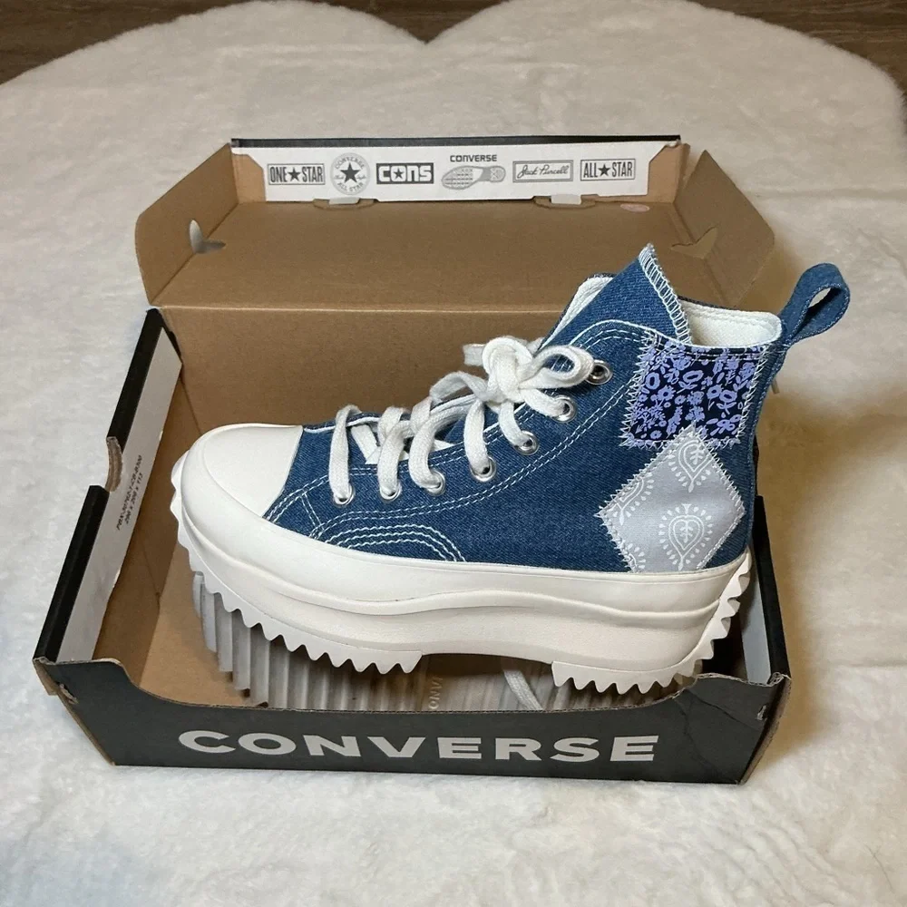 Converse Kids Denim High-Top Sneakers - Blue and White